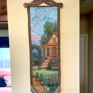 Beautiful Nature Fabric Hanging Wall Picture. Made with sparkling shiny beads.